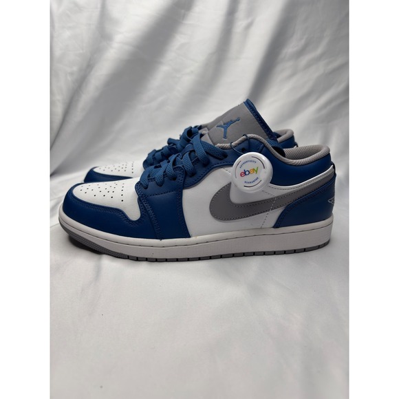 Nike Air Jordan 1 Low True Blue Cement Grey White 553558-412 Mens Size 9